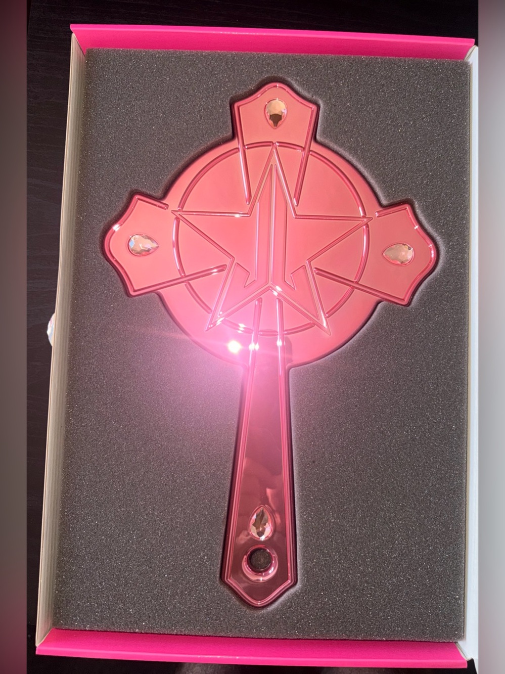 PINK RELIGION PINK CHROME CROSS HANDMIRROR (NIB)